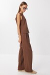 Keten Bluz Pantolon Takım KAKAO LMC0062