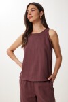 Keten Bluz Pantolon Takım MÜRDÜM LMC0062