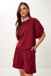 Keten Bluz Şort Takım BORDO LMX0098