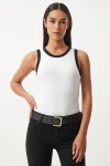 Kolsuz Kontrast T-Shirt BEYAZ LNJ0002