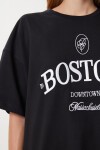 Nakış İşlemeli Oversize Örme T-shirt SİYAH LKT0014