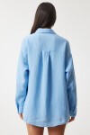 Oversize Basic Müslin Gömlek GÖK MAVİ LMX0002
