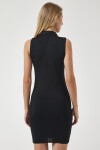 Polo Yaka Fitilli Triko Elbise SİYAH LOW0014