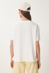 Portakal Baskılı Pamuklu Örme T-shirt EKRU LNS0051