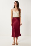 Saten Midi Etek BORDO LNS0068