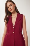 Şık Düğmeli Triko Yelek BORDO LDP0039