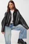 Suni Deri Bomber Ceket SİYAH LOH0012