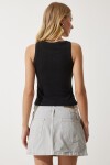 Taş İşlemeli Crop Triko Bluz SİYAH LNJ0006
