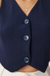 V Yaka Likralı Crop Örme Yelek LACİVERT LRV0060
