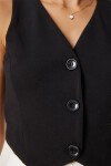 V Yaka Likralı Crop Örme Yelek SİYAH LRV0060