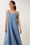 Askılı Denim Çan Elbise AÇIK MAVİ LRV0097