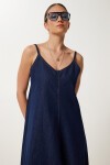 Askılı Denim Çan Elbise LACİVERT LRV0097