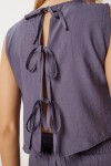 Bağlama Detaylı Bluz Pantolon Takım FÜME LRV0104