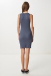 Basic Fitilli Örme Mini Elbise ANTRASİT LUB0171