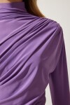 Büzgü Detaylı Sandy Bluz LİLA LFF0001