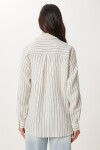 Çizgili Oversize Müslin Gömlek KREM SİYAH LGP0014