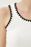 İşleme Detaylı Askılı Örme Bluz BEYAZ LHF0003
