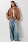 Kabarık Saten Yüzeyli Bomber Ceket CAMEL LMW0033