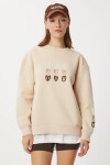 Kalp Nakışlı Şardonlu Sweatshirt KREM LOW0018