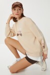 Kalp Nakışlı Şardonlu Sweatshirt KREM LOW0018