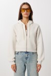 Kapüşonlu Fermuarlı Crop Sweatshirt BEJ LUB0054