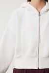 Kapüşonlu Şardonlu Fermuarlı Sweatshirt EKRU LOW0019