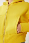 Kapüşonlu Şardonlu Fermuarlı Sweatshirt SARI LOW0019