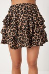 Leopar Desenli Mini Örme Şort Etek SİYAH BEJ LKQ0004
