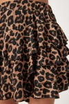 Leopar Desenli Mini Örme Şort Etek SİYAH BEJ LKQ0004
