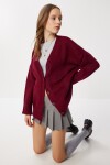 Oversize Düz Örgü Triko Hırka BORDO LNF0027