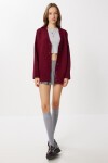 Oversize Düz Örgü Triko Hırka BORDO LNF0027