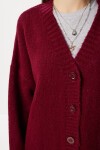 Oversize Düz Örgü Triko Hırka BORDO LNF0027