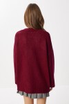 Oversize Düz Örgü Triko Hırka BORDO LNF0027