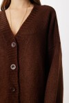 Oversize Düz Örgü Triko Hırka KAHVERENGİ LNF0027