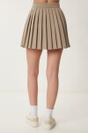 Pileli Mini Dokuma Etek BEJ LNS0022