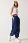 Pileli Rahat Modal Şalvar Pantolon LACİVERT LMC0093