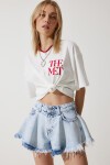 Püsküllü Mini Denim Şort AÇIK MAVİ LHE0001