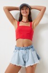 Püsküllü Mini Denim Şort BUZ MAVİ LHE0001