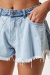 Püsküllü Mini Denim Şort BUZ MAVİ LHE0001