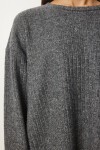 Rahat Fitilli Örme Bluz Pantolon Takım ANTRASİT LRG0014