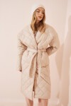Şal Yaka Oversize Kapitone Kaban KREM LHM0001