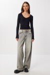 V Yaka Saran Basic Modal Bluz SİYAH LMW0029