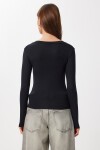 V Yaka Saran Basic Modal Bluz SİYAH LMW0029