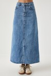 Yırtmaçlı Uzun Denim Etek AÇIK MAVİ LRV0016