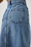Yırtmaçlı Uzun Denim Etek AÇIK MAVİ LRV0016