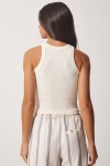 2li Halter Yaka Nakışlı Fitilli Crop Örme Bluz SİYAH KREM LUS0003