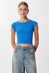 2’li Paket Basic Fitilli Örme Crop Bluz BİSKÜVİ KOYU MAVİ LMX0123