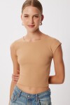 2’li Paket Basic Fitilli Örme Crop Bluz BİSKÜVİ KOYU MAVİ LMX0123