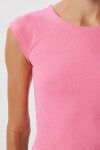 2’li Paket Basic Fitilli Örme Crop Bluz ORANJ PEMBE LMX0123