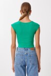 2’li Paket Basic Fitilli Örme Crop Bluz YEŞİL KOYU PEMBE LMX0123